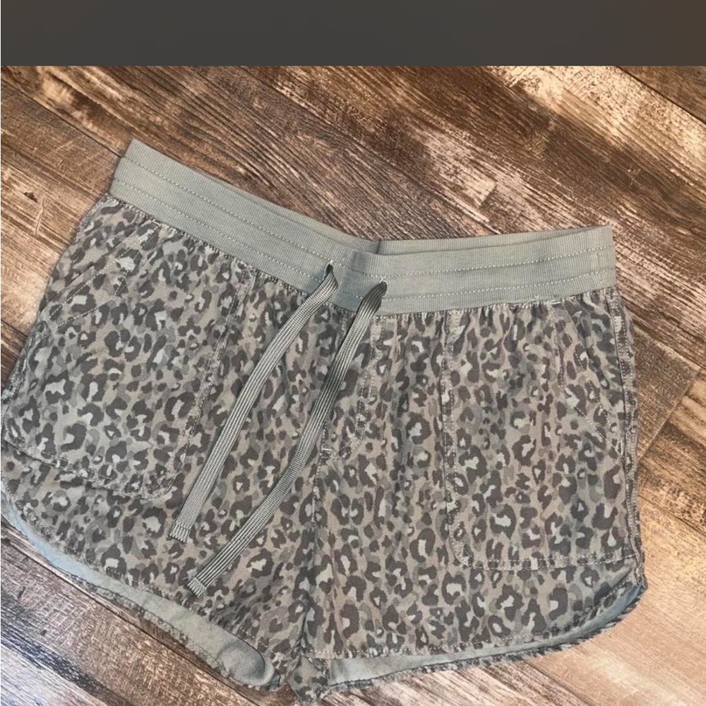 Maurices Olive Gray Leopard Print Athletic Lounge Shorts